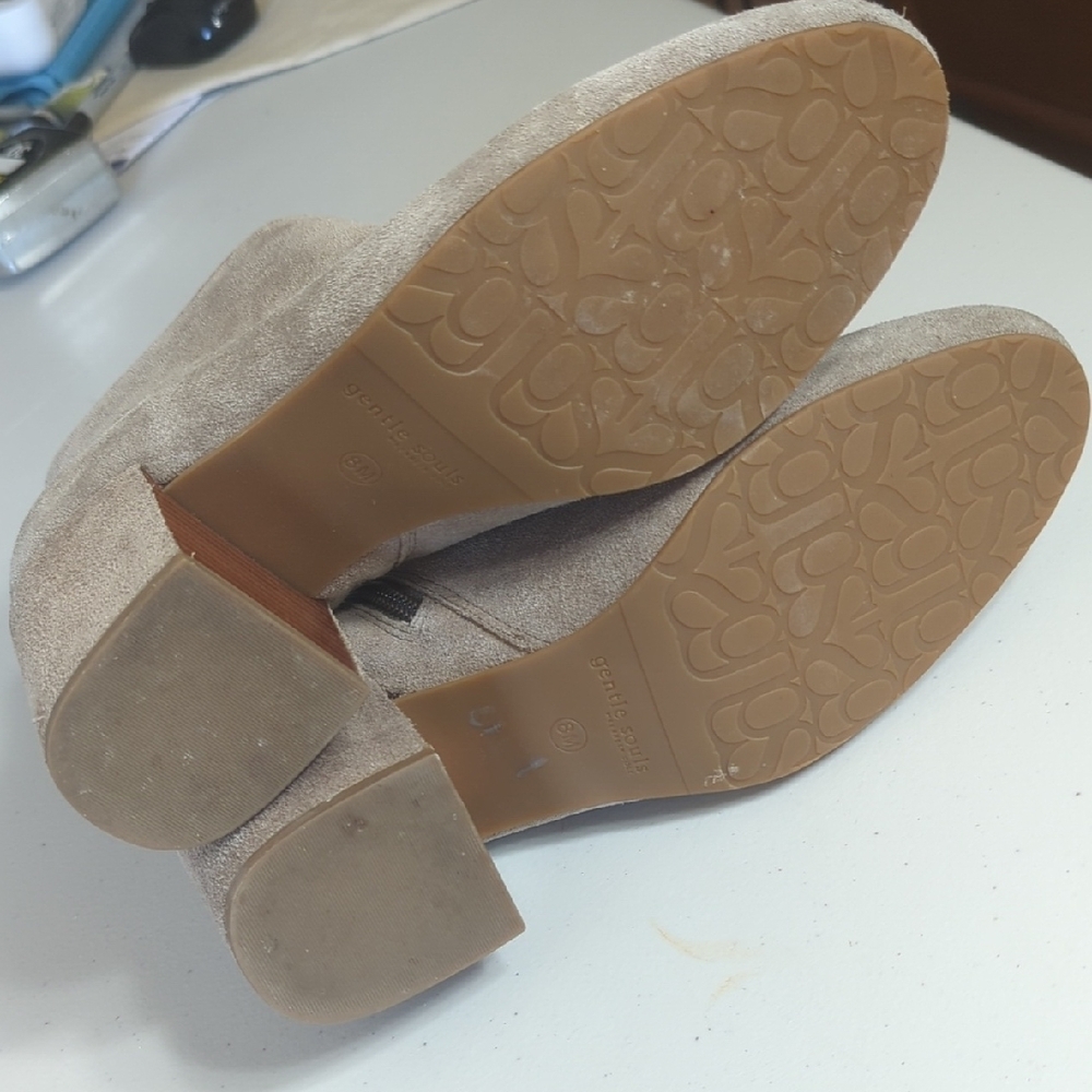 Gentle Souls Taupe Suede Ankle Booties - Picture 5 of 6